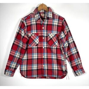 Sugar Cane Flannel Shirt Mens Small Red Plaid Made in Japan Workwear Cotton